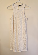 Three Pink Hearts Juniors Womens Dress Size LARGE White Lace Sleeveless Layered