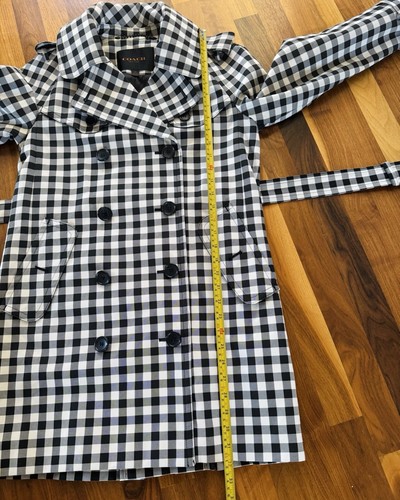 Coach Trench Coat Women 6 Buffalo Plaid Black White Spring Jacket Small New - Picture 14 of 18