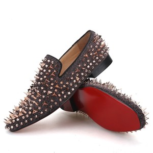 rose gold spiked loafers