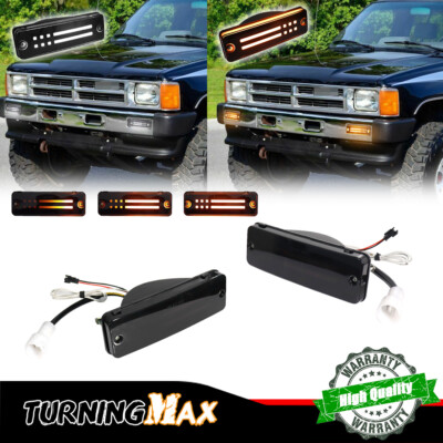 Black Lens Switchback LED Signal Parking Bumper Lights For 84-89 Toyota 4Runner