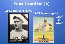 Dutch Leonard 1991 Sporting News #142 and 1977 Dover #24 _ Exact 2-Card Lot (B)