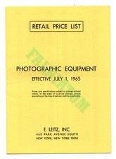 Vintage E. Leitz Photographic Equipment Retail Price List - July 1, 1965
