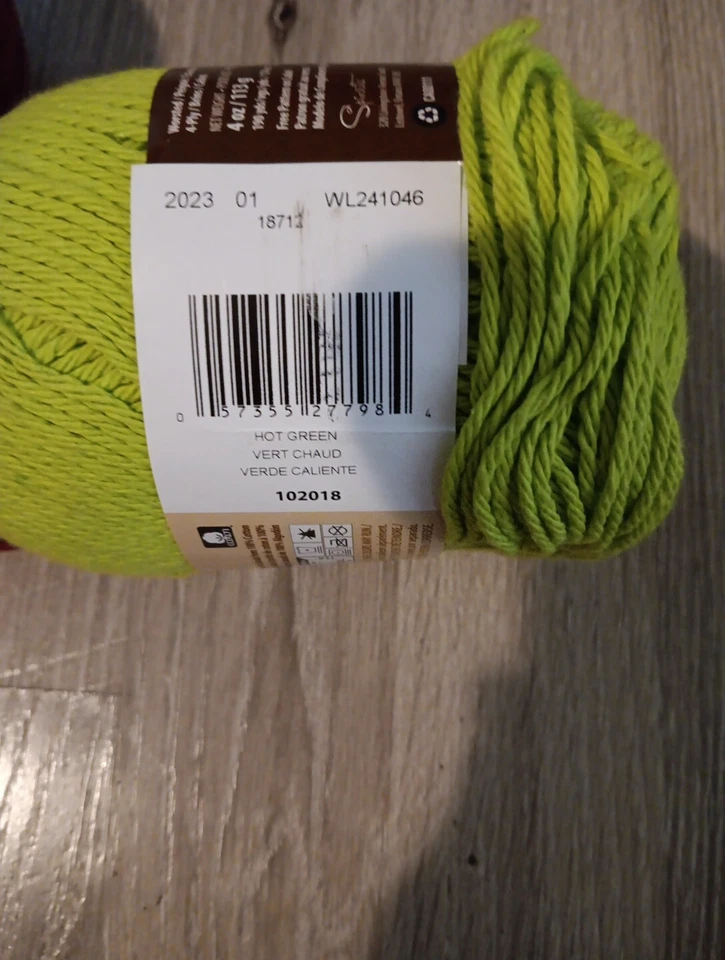 Lote de 2 hilos Lily Sugar 'n Cream súper tamaño verde caliente y Annie's granate-4 oz cada uno Foto 4 de 4