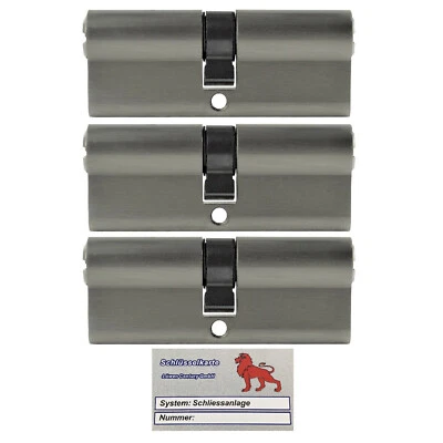 LÖWEN SICHERHEIT 3x Profilzylinder 90mm 45/45 5x Schlüssel Tür Gleichschließend mit Codekarte