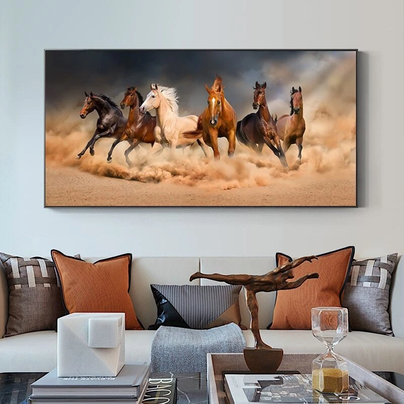  Cuadro de caballos corriendo lienzo pintura póster de pared lienzo arte de pared decoración del hogar Foto 2 de 2