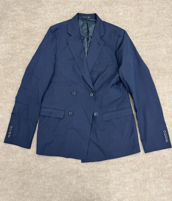 Boohoo Man Super Skinny Double Breasted Suit Jacket Navy Blue Mens Size 42R