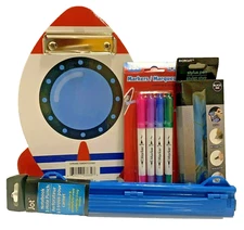 Rocket Clipboard Jot 3 Hole Punch 4 Pk Markers e-Circuit Stylus Pen Blue 