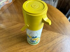 Vintage Aladdin Pump-A-Drink Dispenser Floral Fantasy Thermos Yellow 1970s