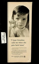 1958 Bell Telephone System Little Girl Grandma Phone Call Vintage Print Ad 24895