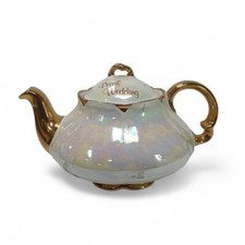 Ellgreave Pottery Lustre Ware Pearl Wedding Anniversary Teapot Gilded Accents