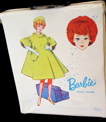 Vintage Mattel 1963 Barbie Fashion Doll Box White Carrying Case DRAWER & Hanger