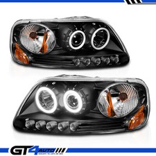 1997-2003 Ford F150 97-02 Expedition Led Halo Blk Projector Headlights Headlamps