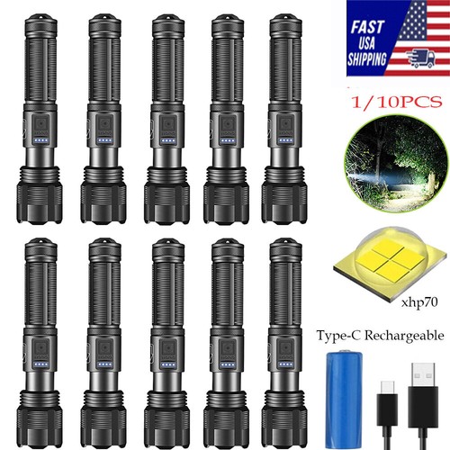 99000000 Lumens Super Bright LED Tactical Flashlight Rechargeable LED Work Light