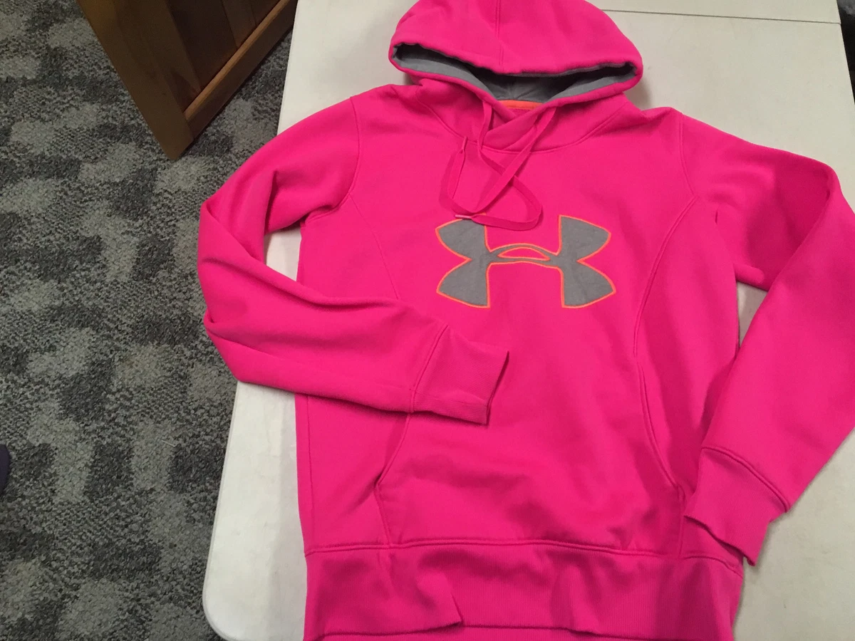 UNDER ARMOUR STORM COLDGEAR PINK W LOGO HOODIE WOMENS SMALL SEMI FITTED