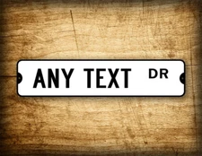 Personalized White And Black  Any Text Street Sign "4x18" Novelty Road Sign