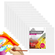 Square Painting Canvas Panels 12x12 Inch 12 Value Pack - 8 Oz Triple Primed 1...