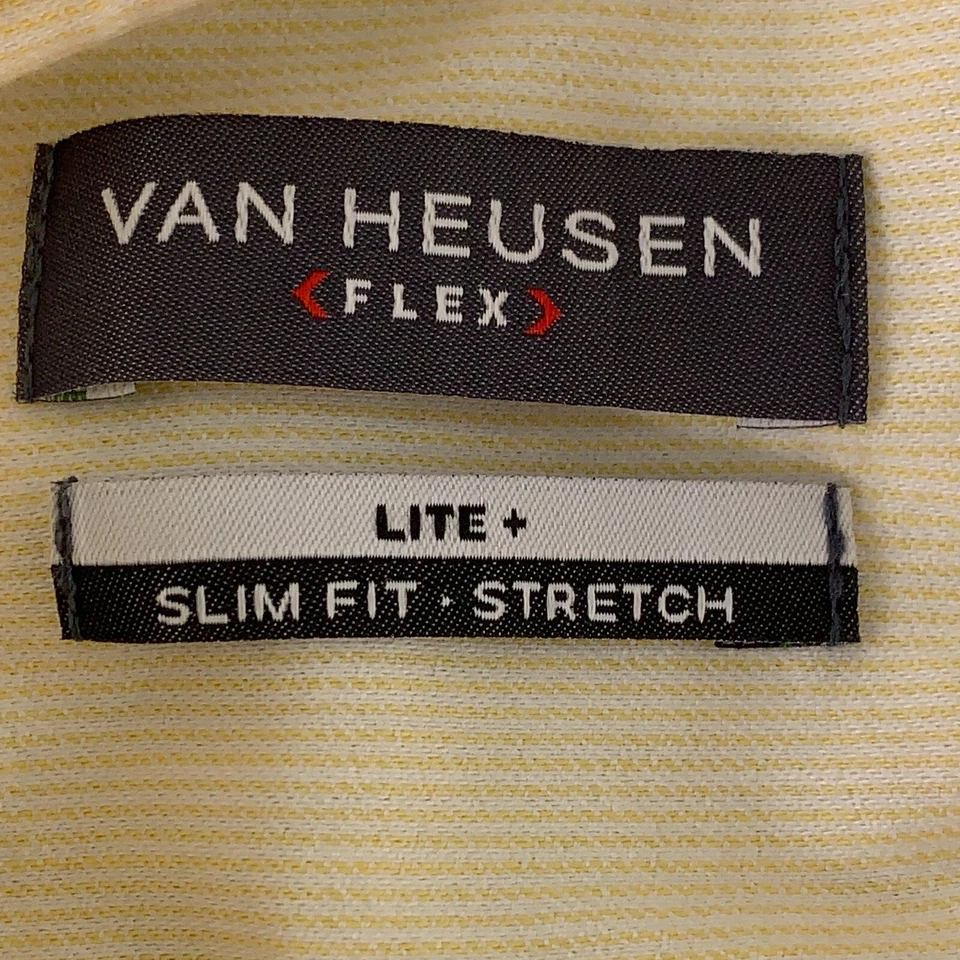 Van Heusen Flex мужской большой желтый в полоску Slim Fit длинным рукавом платье рубашка - Изображение 4 из 4