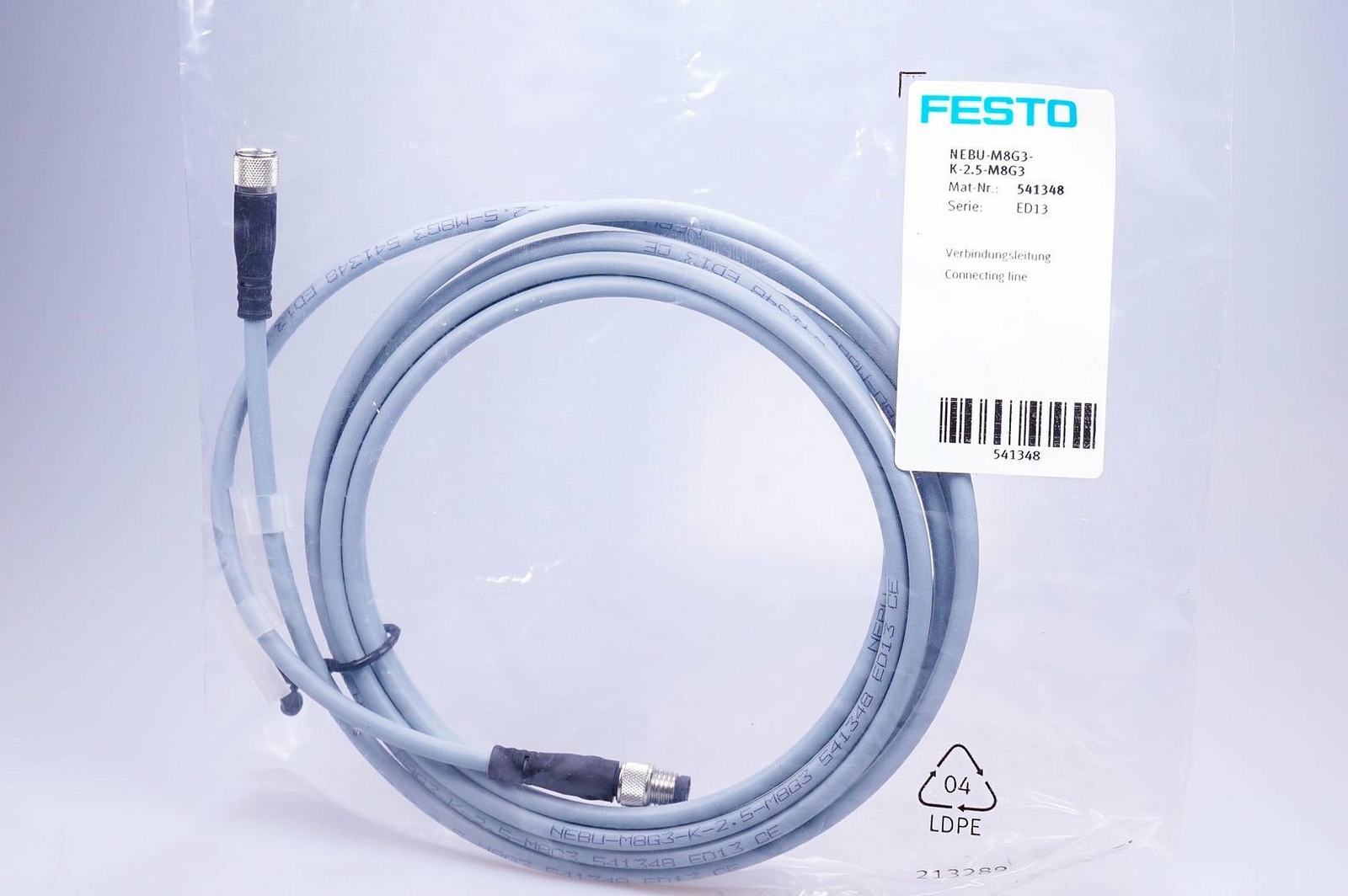Festo NEBU-M8G3-K-2.5-M8G3 541348 Connection Cable OVP, New