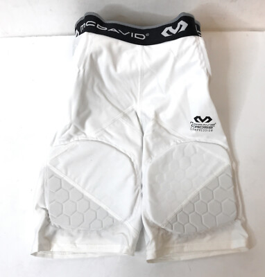 McDavid Hex Thudds Cross Compression Shorts, White, Size Small