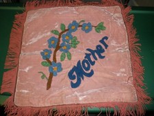 Vintage Pink Velvet w/ Fringe Pillow Cover MOTHER 16"x16" T50