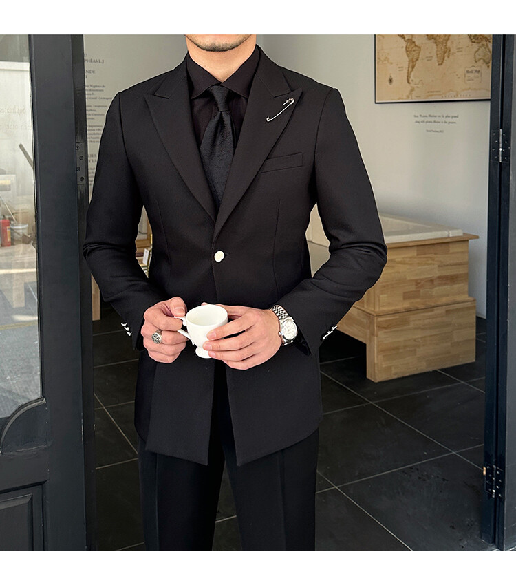 Black Fashionable Slim Casual Suit Coats Banquet Dress Stylish Man's