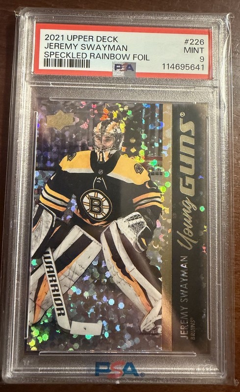 JEREMY SWAYMAN 2021/22 Upper Deck Young Guns #226 Speckled Rainbow Foil RC PSA 9