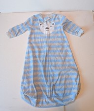 Carter's Blue Striped Bear Fleece Sleep Sack Gown Size 6-9 Months Medium