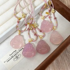 Handmade rope natural agate Buddha necklace new Chinese jade