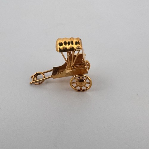 Vintage 14K Gold Covered Wagon Charm Conestoga Wagon Western 1.18g