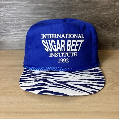 VINTAGE International Sugar Beet Institute Hat Cap Snap Back One Size Zebra 90s