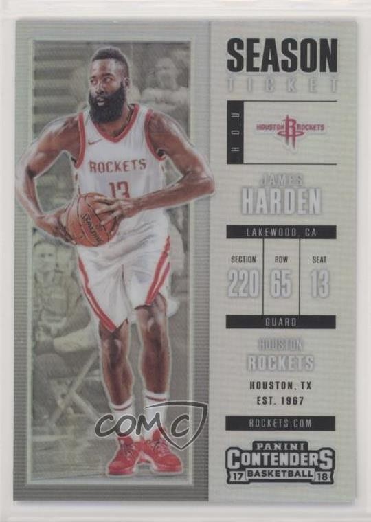 2017 Contenders Season Ticket Premium Edition Silver Prizm James Harden #77 8cl