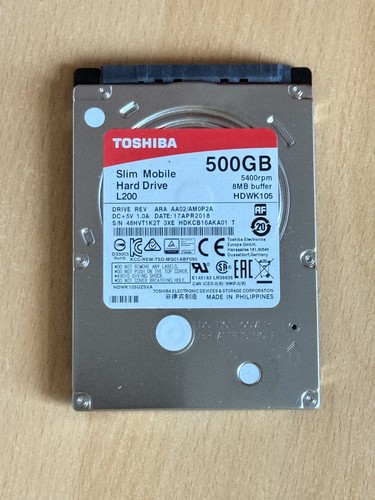 Toshiba Slim 500GB 2,5" SATA Laptop Festplatte HDWK105 *sehr wenig benutzt*