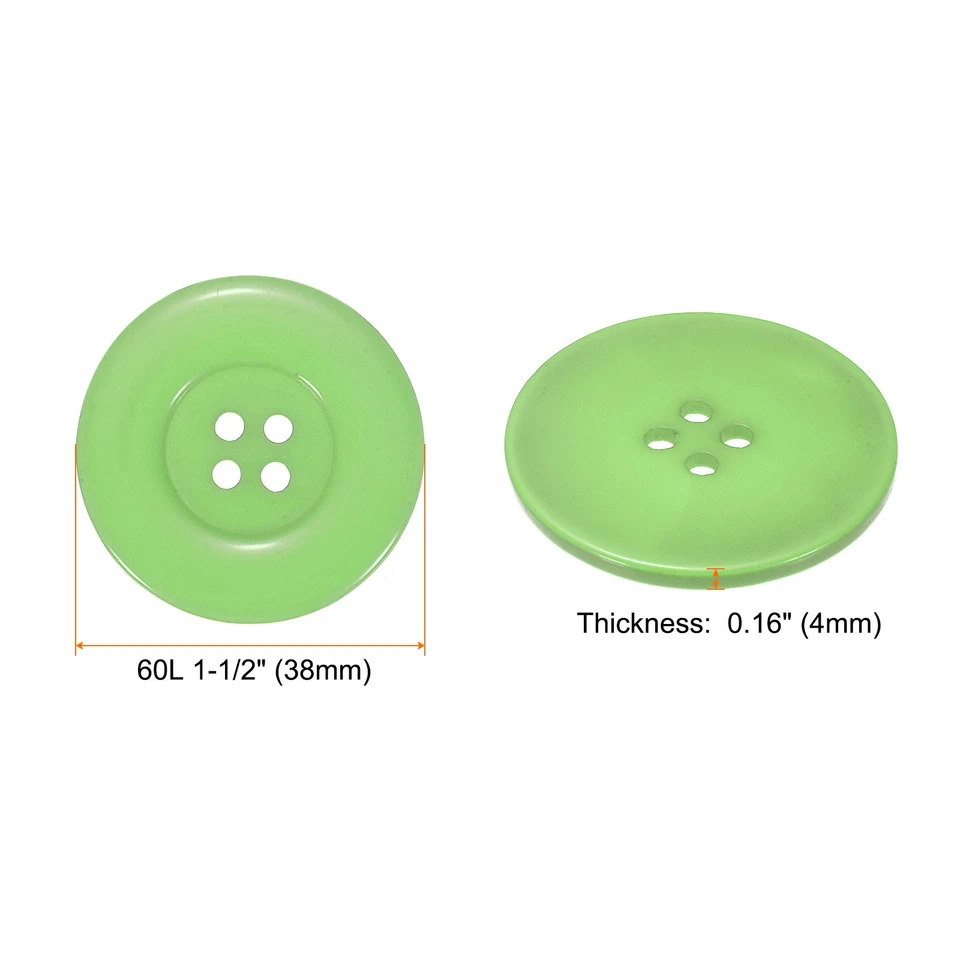 10pcs 60L Sewing Buttons 1-1/2" Resin Round Flat 4-Hole Craft Buttons Green - Image 2 of 4