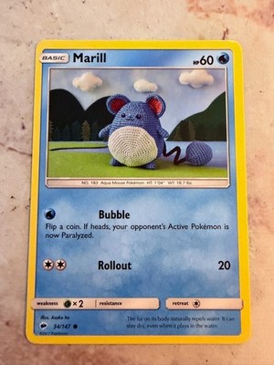 Marill 34/147 Sun & Moon Burning Shadows Regular Pokemon Card NM/LP