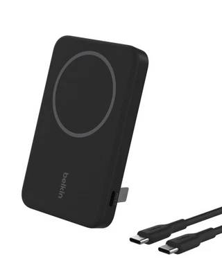 Belkin BoostCharge Pro Kabellose Powerbank 5000mAh mit Qi2 MagSafe Schwarz - Bild 1 von 4