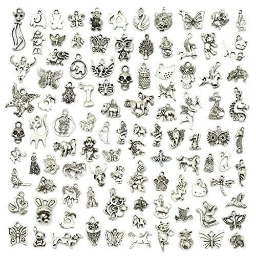 Großhandel 100 St. Gemischt Nicht Wiederholt Silber Zinn Glatt Metall Charms - Bild 2 von 6