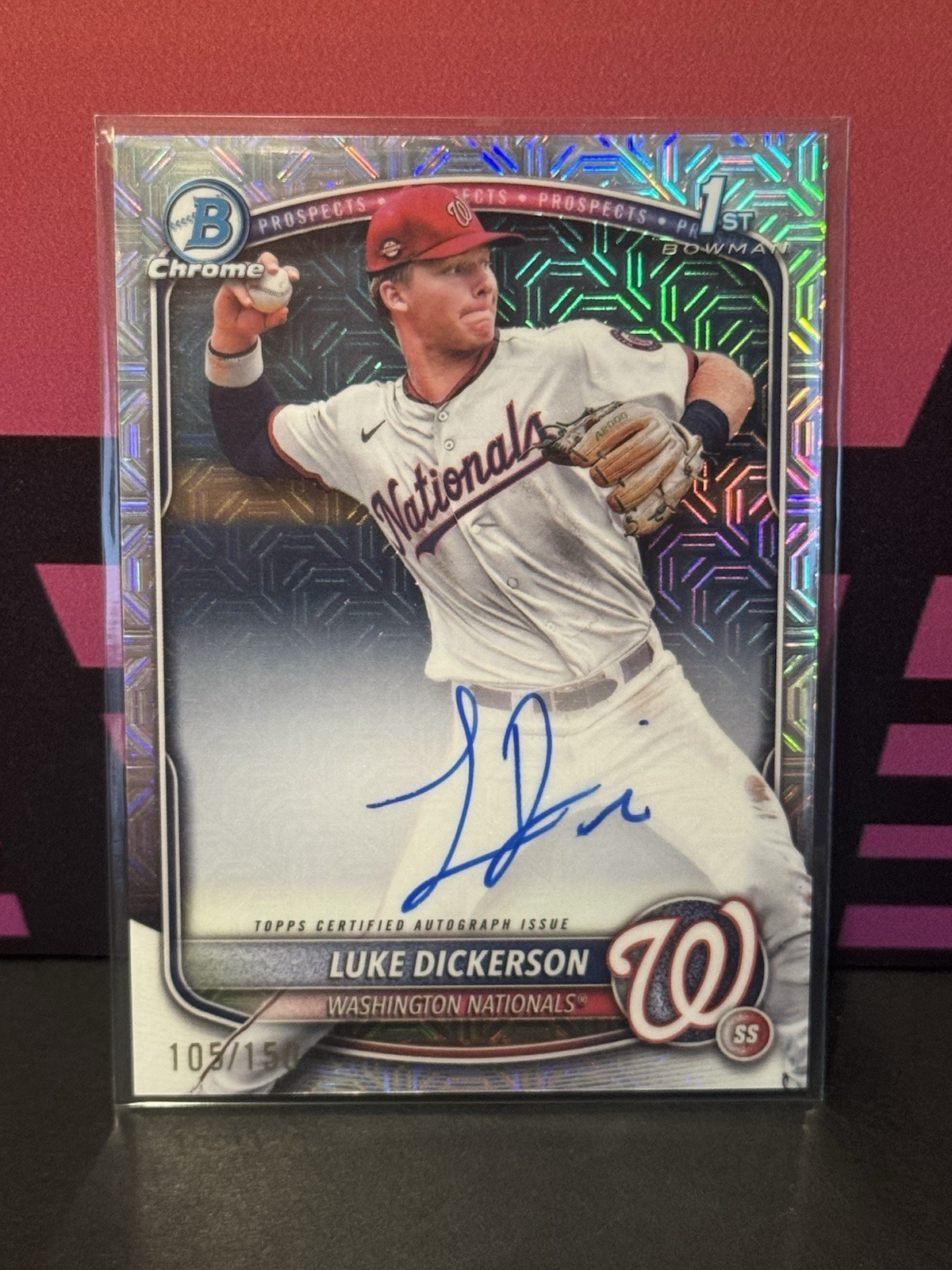 2025 Bowman Chrome Luke Dickerson Auto HTA Choice Refractor 1st Prospect #/150