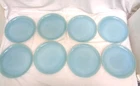 Set of 8 Vintage Fire King Oven Ware Delphite Turquoise Blue 9" Dinner Plates