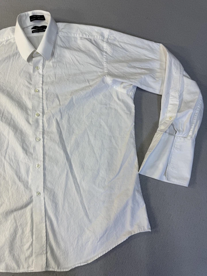 BLACK Saks Fifth Avenue Shirt Mens 17.5 34/35 White Modern Classic Fit Dress - Image 2 of 4