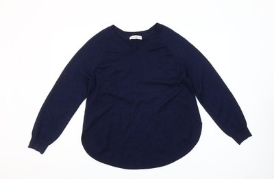 Gallery Damen Pullover Pulli blau V-Ausschnitt Baumwolle Größe M