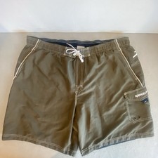 Speedo Men's Swim Trunks Olive Green XXL Cargo Pocket Board Shorts Mesh Lined