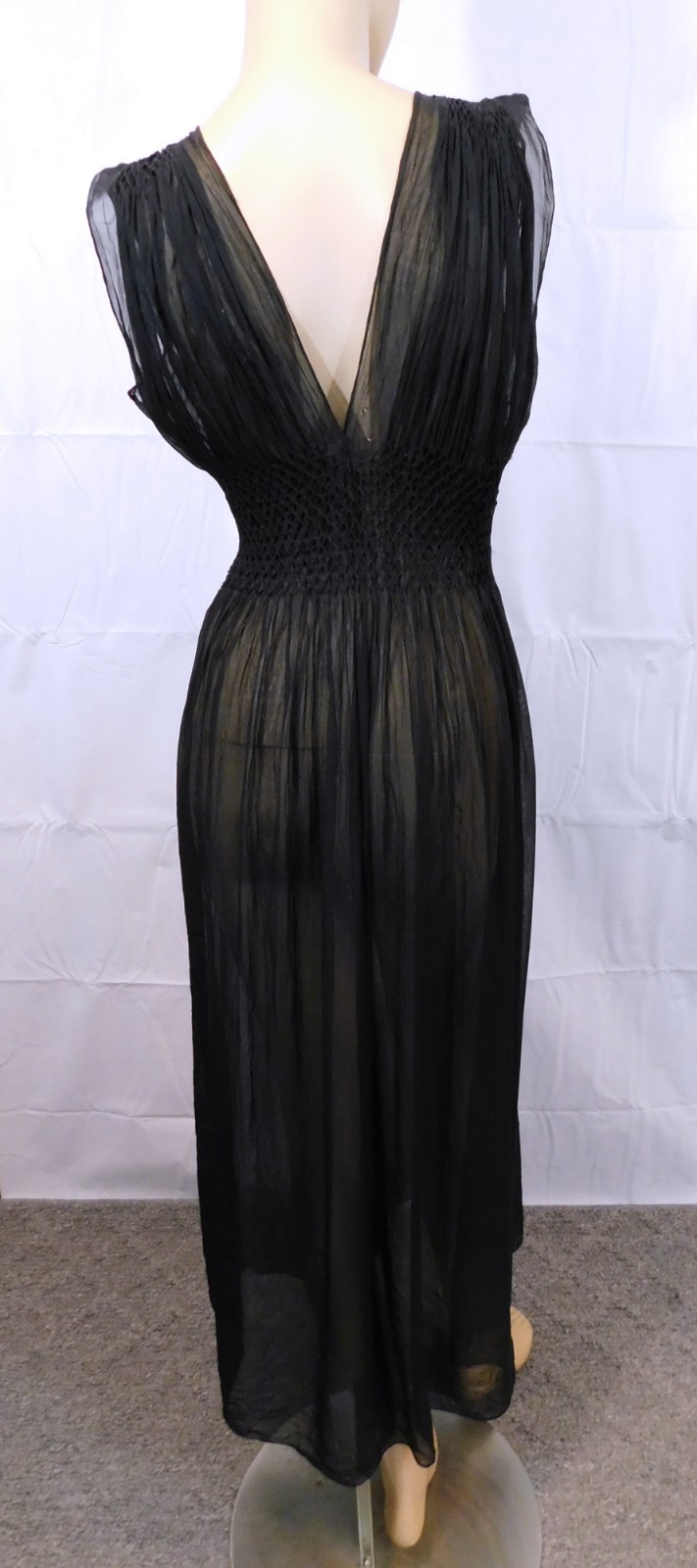 Vintage 1930s 30s Greek Revival Honeycomb Pure Silk Dress Gown Nightgown S