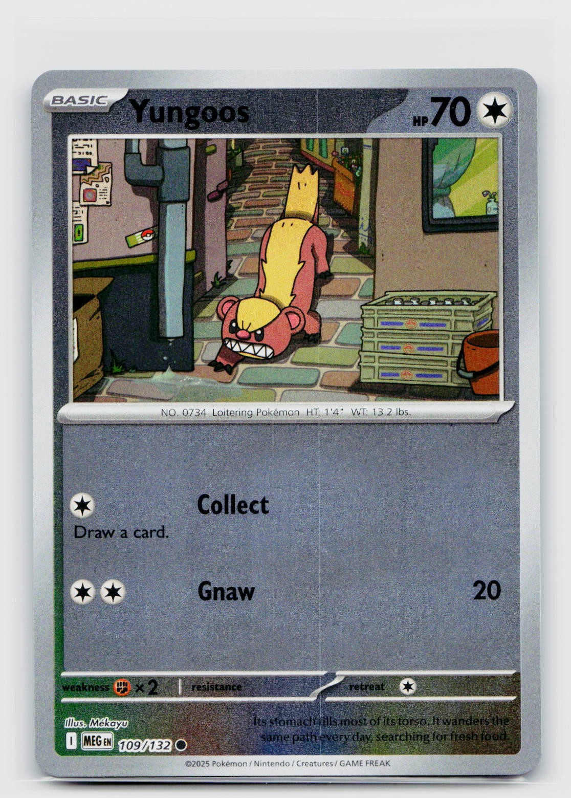 Yungoos Reverse Holo 109/132 ME01: Mega Evolution Common NM