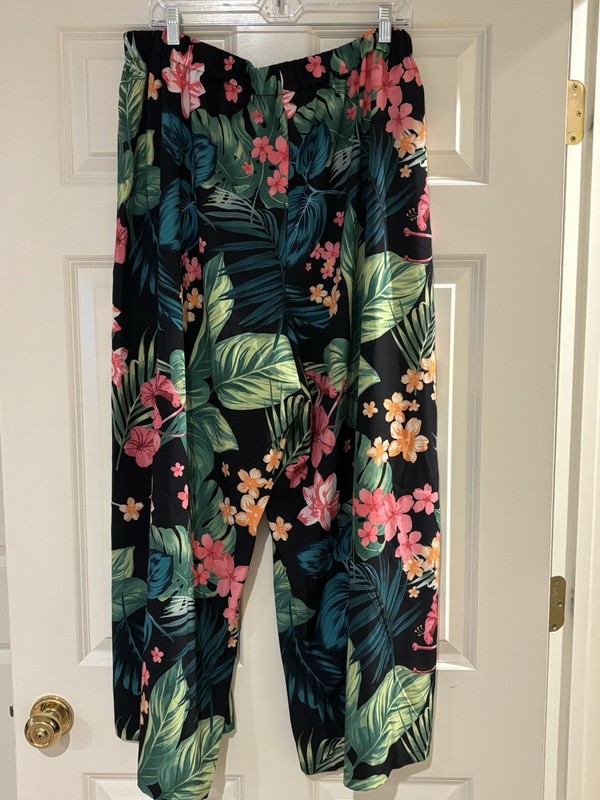 SHEIN Curve Tropical Print Wide Leg Pants Size 3XL