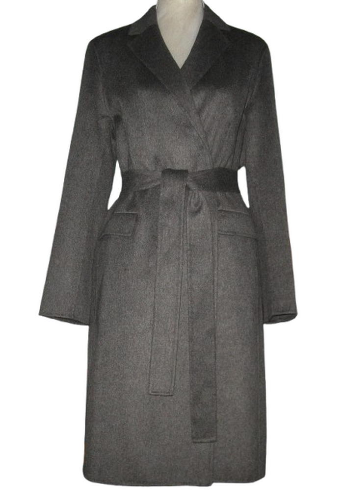 THEORY Wool Cashmere NEW DIVIDE Gc Belted WRAP Coat Women L Gray MSRP$755 NWT