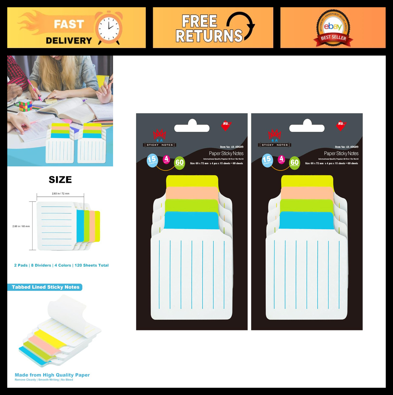 Sticky Notes Tabs Dividers 2 2/3