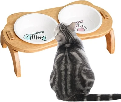 Erhöhter Katzennapf mit Ständer, Smavles Futter Anti Erbrechen Keramik Katze...