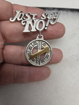 Vtg Danecraft silver gold tone ''Just Say No'' spinning arrow Pin