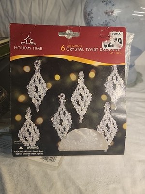 Holiday Time Crystal Twist Drops Ornament Kit R82122 Makes 6 New Sealed