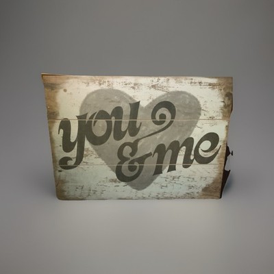 YOU & ME Farmhouse Wall Decor Valentines Wedding Rustic Wood Sign 22  x15.75 